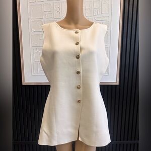 Zara Cream Sleeveless Sweater with Button Detail